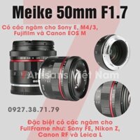 Ống kính Meike 50mm F1.7 Full-Frame và Crop cho Fujifilm, Sony E/FE, Canon EOS M, Nikon Z, Canon RF, Leica L và M4/3