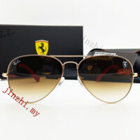 Ống Kính năng lượng mặt trời bằng kim loại rayban Ferrari Series rayban nguyên bản mới rb3025 Ống kính thủy tinh màu nâu gradient cho nữ và nam