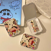 Ống kính nhỏ dễ thương có thể gập lại với lược, gương mini cầm tay hoạt hình, gương trang điểm ngoài trời tích hợp lược