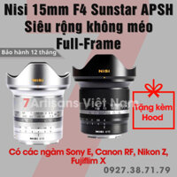 Ống kính Nisi 15mm F4 Sunstar APSH Siêu rộng không méo dành cho Full-Frame có ngàm Sony E, Canon RF, Nikon Z, Fujiflim X