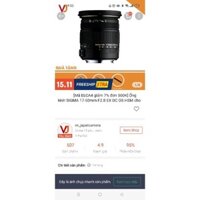 ống kính Sigma 17-50mm F2.8 EX DC OS HSM mới 99%