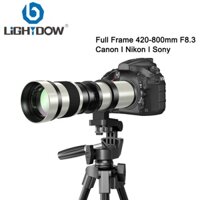 Ống kính tele Lightdow 420-800mm f / 8.3 Ống kính Zoom siêu tele bằng tay màu trắng có vòng chuyển đổi gắn chữ T cho máy ảnh Canon Nikon Sony Dslr & Mirrorless