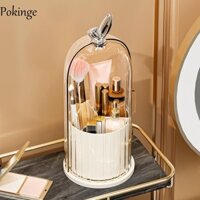 Ống lưu trữ cọ trang điểm POKINGE, có nắp đựng cọ trang điểm xoay chống bụi, Hộp đựng bút trong suốt tiết kiệm không gian bằng nhựa đa chức năng Phòng tắm