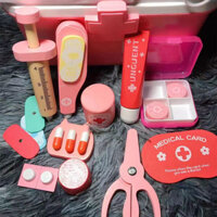 Ống nghe trẻ em, đồ chơi bác sĩ, y tá tiêm, bộ dụng cụ y tế mô phỏng bằng gỗ cho bé trai bé gái, trò chơi giả vờ