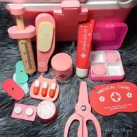 Ống nghe trẻ em, đồ chơi bác sĩ, y tá tiêm, bộ dụng cụ y tế mô phỏng bằng gỗ cho bé trai bé gái, trò chơi giả vờ