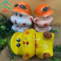 ống sứ cún đội mũ Bát Tràng-Heo Đất dễ thương-Lợn đất cute cho bé yêu-heo sứ đựng tiền Vua_decor