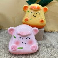 Ống sứ PIZA hồng, cam LỖ TRÒN Bát Tràng-Heo Đất cute dễ thương-Lợn sứ-heo sứ LiLy Decor Home