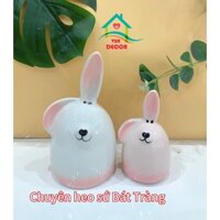 Ống sứ Tiết Kiệm-Lợn Đất -heo sứ thỏ tai cụp dễ thương cho bé yêu- Ống đựng tiền Vua_decor