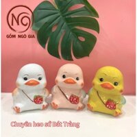 Ống sứ vịt đeo túi tiết kiệm tiền-Heo Đất cute dễ thương-Lợn sứ-Ống đựng tiền Gốm Ngô Gia