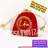 Ông Thần Tài Mạ Vàng Kèm Túi Gấm Phúc Lộc, Làm Quà Tặng Cực Vip Ngày Vía Thần Tài Mùng 10 , Lì Xì Tết - 1 Túi nhung LỘC