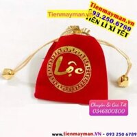 Ông Thần Tài Mạ Vàng Kèm Túi Gấm Phúc Lộc, Làm Quà Tặng Cực Vip Ngày Vía Thần Tài Mùng 10 - 1 Túi nhung LỘC