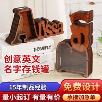 Ống Tiết Kiệm Bảng Chữ Cái Quà Tặng Gỗ Trong Suốt Acrylic Hình Thú Tiếng Anh Trang Trí Gỗ Sáng Tạo ZB9P MNU9