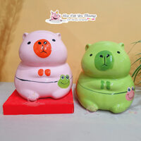 Ống tiết kiệm heo đất chuột Capybara gốm sứ lợn đất đựng tiền quà tặng trang trí, decor