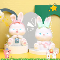 Ống Tiết Kiệm Heo Đất Thỏ Beibei Rabbit Pink, Mẫu Không Có Khe Lấy Tiền