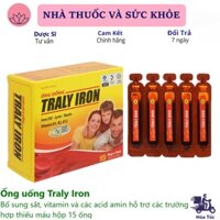Ống uống Traly Iron bổ sung sắt, vitamin và các acid amin hỗ trợ các trường hợp thiếu máu hộp 15 ống