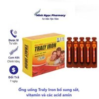 Ống uống Traly Iron bổ sung sắt, vitamin và các acid amin hỗ trợ các trường hợp thiếu máu hộp 15 ống