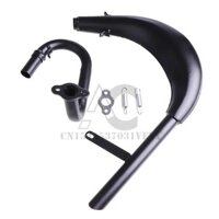 Ống xả giảm thanh màu đen phù hợp cho 50cc 80cc 2 thì xe đạp khí động cơ cong ống xả phụ tùng xe máy