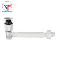 Ống xả xi phông đầu nhấn lớn inox, ống xả nhựa ruột gà có dãn dùng được cho tất cả lavabo