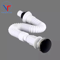 Ống xả xi phông đầu nhấn sứ đen ceramic, ống xả nhựa ruột gà có dãn thoái mái, tiện lợi