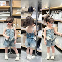 [Ongkis]Sét áo quây 2 dây +quần sóc cạp đai jane mền cho Bé gái