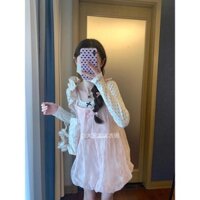 Oniii Phù Hợp Với Nữ Mùa Xuân Phong Cách Mới Ngọt Ngào Phong Cách Chấm Bi Áo Thun Dài Tay Màu Hồng Sling Hoa Bud Dress Bộ Đồ Hai Mảnh