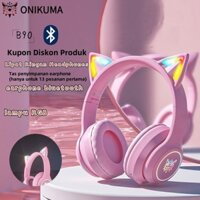 Onikuma B90 Bluetooth không dây Tai mèo màu hồng dễ thương Tai nghe chơi game Micrô khử tiếng ồn Tai nghe nhạc
