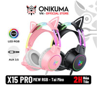 ONIKUMA X15 PRO CAT EAR - Tai nghe gaming tai mèo - Đèn led RGB Magic - Micro khử ồn - Âm thanh nổi