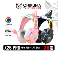 ONIKUMA X26 CAT EAR - Tai nghe gaming cắm dây mèo - Đèn led RGB Magic - Micro khử ồn - Âm thanh nổi