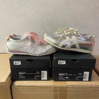 Onitsuka hổ ren ruy băng màu hồng bạc và trắng ren (Kích thước chữ cái)