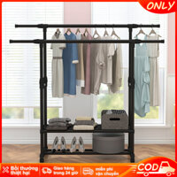 ONLY Giá treo quần áo Sào Treo Quần Áo Đen Điều Chỉnh Được Thép Carbon Giá Phơi Quần Áo Xào Treo Quần Áo Di Chuyển