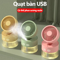 ONR - Quạt Để Bàn Không Dây Sạc Pin, Quạt Treo Tường, Pin 1500mAh, Phun Sương, Đèn Ngủ