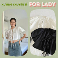 ONTEI TOP - ÁO CROTOP LINEN TAY PHỒNG BÍ CỘT DÂY NGỰC - XƯỞNG CHUYÊN SỈ FOR LADY