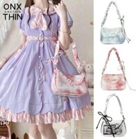 Onxthin Girls Ita-Bag, Túi đeo vai Lolita cửa sổ trong suốt PU, Phong cách vẽ mực dễ thương DIY Display Túi xách nữ Y2K