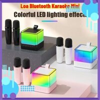 oofr [HÀNG SẴN] Loa Bluetoofrth Karaoke Mini K18 kèm 2 mic không dây - đèn LED đầy màu sắc