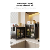 OOKAS Tủ Đựng Bát Đĩa Kệ Đựng - 2/3 Tầng Khung tủ bếp thông minh làm bằng thép carbon đen