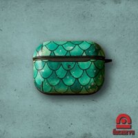 Ốp airpod Đỏ Case - mẫu VẨY RỒNG - Ốp da cho airpod 3, 4 - airpod pro