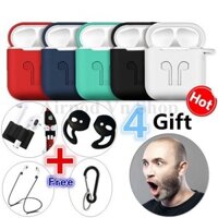 Ốp airpod/case airpod/bao airpod 1 và 2, tai nghe bluetooth i11,i12, i100, i200, i9s... silicon trơn tặng 4 món