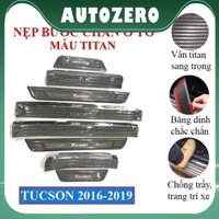 Ốp bậc cửa lên xuống ô tô Tucson 2016-2019 mẫu titan, nẹp bước chân dán trong ngoài chống trầy xước, - ZERO