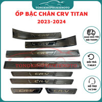 Ốp bậc cửa, Nẹp bước chân trong ngoài xe Honda CRV đời cuối 2023-2024 Mẫu Titan phay xước cao cấp