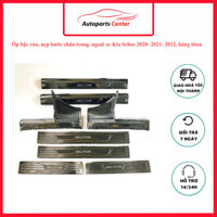 Ốp bậc cửa, nẹp bước chân trong, ngoài xe Kia Seltos 2020- 2021- 2022, hàng titan loại 1 có cánh