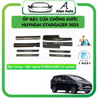 Ốp bậc cửa xe Hyundai Stargazer 2022, nẹp bước chân chống xước Stargazer loại carbon và Titan cao cấp