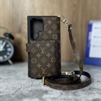 Ốp bao da Flip Cover kèm ví Mini Wallet da LV dành cho Sam Sung S25ultra