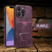 Ốp Bảo Vệ Camera Da Sang Trọng Cho iPhone 16 15 14 Pro Max 13 12 11 X XR XS 7 8 Plus Có Ví Đựng Thẻ Chân Đế Giá Đỡ Điện Thoại Ốp Lưng Chống Sốc