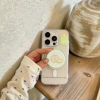 Ốp bảo vệ chân đế hình quả táo xanh chấm bi cho iPhone11pro 12 13promax 15pro 15promax 14 14promax 14pro 16 pro max 16 plus giá đỡ điện thoại di động