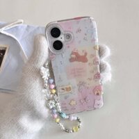 Ốp bảo vệ điện thoại khung ống kính kim cương giả hình chú chó con dễ thương tương thích cho iPhone 16ProMax 15ProMax 13 14ProMax bìa cứng