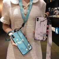 Ốp Bảo Vệ Hoa Mai Thích Hợp Cho iphone16 15 14 plus pro max Ốp Điện Thoại i13 Có Dây Buộc i12 Ốp Lưng XR Mềm Hoa xs i8