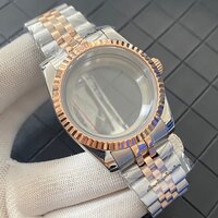 Ốp Bảo Vệ Mặt Đồng Hồ Bằng Thép Không Gỉ 36MM Đính Đá Sapphire Màu Vàng Hồng Cho NH35 / 36MM