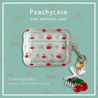 Ốp bảo vệ Tai nghe không dây hoa hồng Cherry IMD Hàn Quốc Tương thích với Airpods 1 2 3 Pro Pro Pro2 Airpods3 có mặt dây chuyền nĩa Vỏ tai nghe chống mất