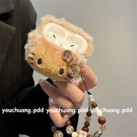 Ốp bảo vệ thế hệ thứ 2 hello kitty Cat airpodpro màu nâu dễ thương Vỏ tai nghe thế hệ thứ 4 của Apple
