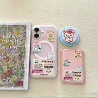 Ốp bảo vệ ví họa tiết nhãn gấu dễ thương cho iPhone11pro 12 13promax 15pro 15promax 14 14promax 14pro 16 pro max 16 plus giá đỡ điện thoại di động